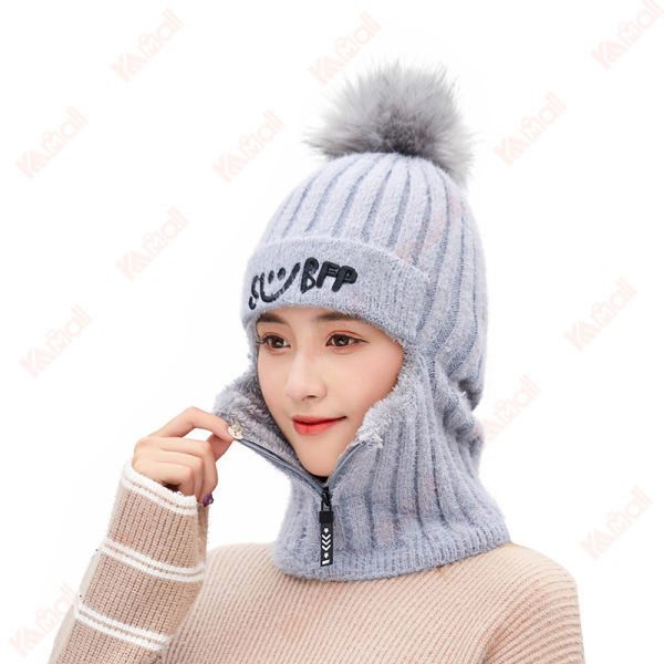 winter beanie wool material neck protection